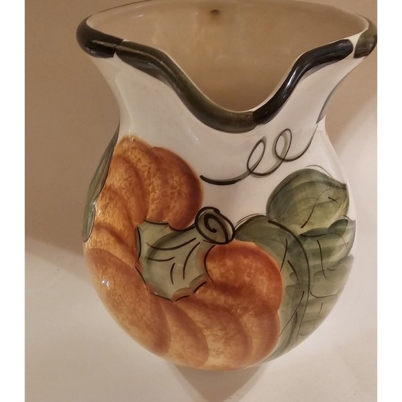 Harvest Pitcher Hand Painted Portugal Pumpkin Fall Jay Wilfred Andrea Sedak - Picture 4 of 14
